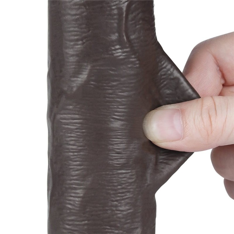 Schwarzer Dildo mit Gleithaut 8 Zoll (20x3,8cm) ohne Hoden