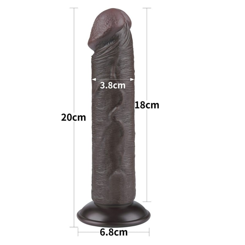 Dildo nero con pelle scorrevole 8 pollici (20x3,8 cm) senza testicoli
