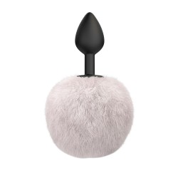 Fluffy - White Rabbit Tail with 7 x 3cm silicone plug