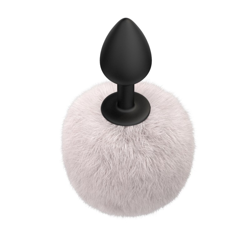 Fluffy - White Rabbit Tail with 7 x 3cm silicone plug