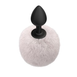 Fluffy - Coda di coniglio bianca con tappo in silicone 7 x 3 cm