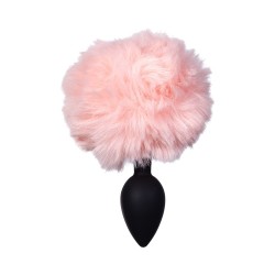 Fluffy - Coda di coniglio rosa con tappo in silicone 7 x 3 cm