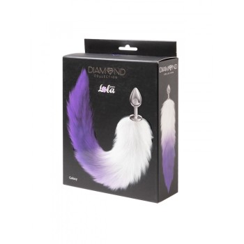Diamond Galaxy - Purple and white Fox Tail with 6.8 x 2.8cm metal plug 2