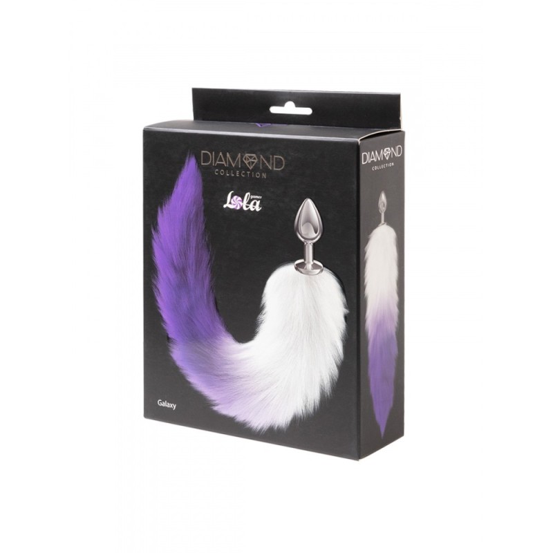 Diamond Galaxy - Purple and white Fox Tail with 6.8 x 2.8cm metal plug