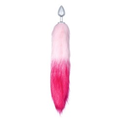 Diamond Starlit - Pink and white Fox Tail with 8.2 x 3.4cm metal plug