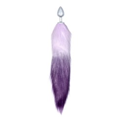 Diamond Starlit - Coda di volpe viola e bianca con spina in metallo da 8,2 x 3,4 cm