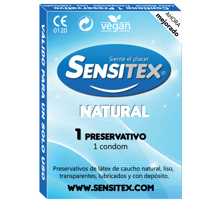 Confezione da 72 scatole da preservativo naturale Sensitex da 1ud (72x1)