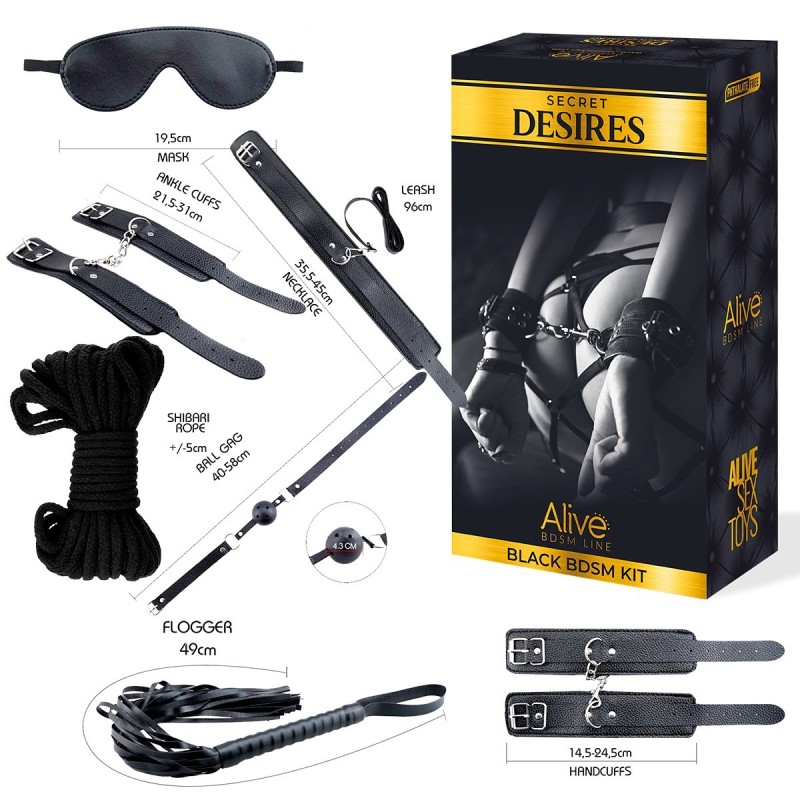 Secret Desires - BDSM 8-teiliges Set schwarz