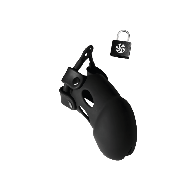 Chastity Belt with Lock - Silicone Penis Cage- Guard - Black - Party Hard