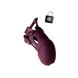 Chastity Belt with Lock - Silicone Penis Cage- Guard - Wine Red - Party Hard