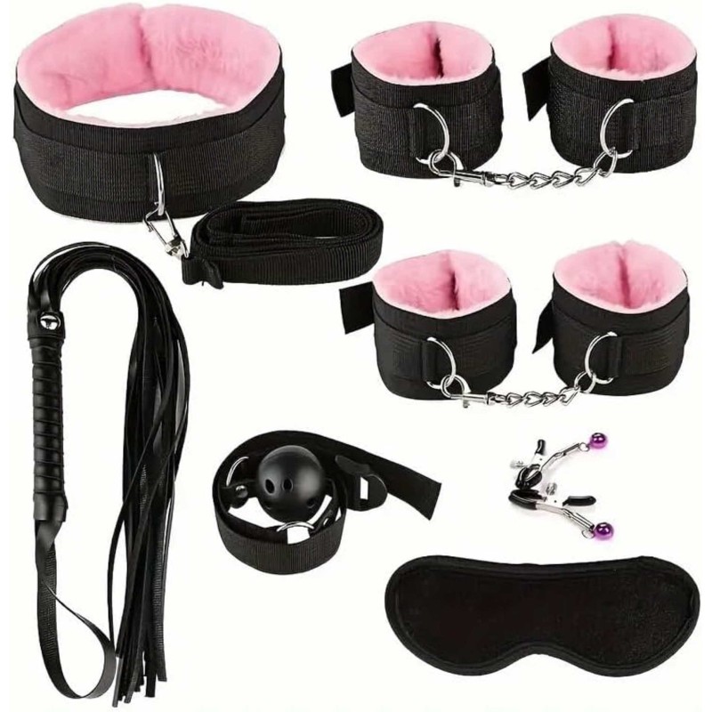 Set BDSM Nero - Rosa 8 pezzi