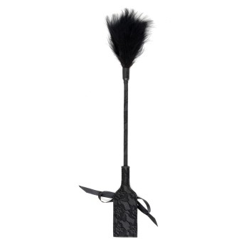 Cravache Tickler et Pelle Décorée Noire de 41cm