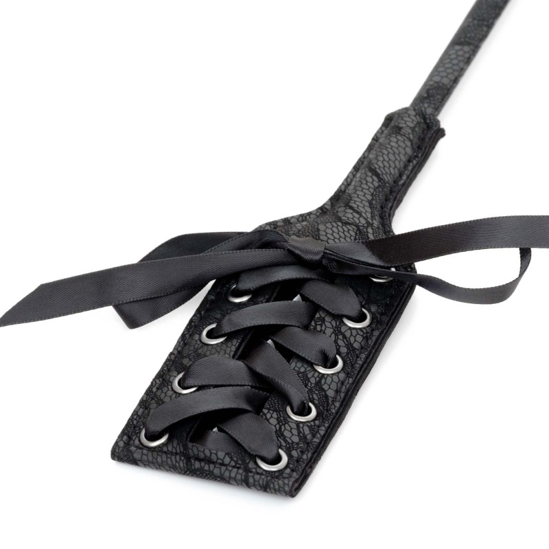 Tickler Crop e pala decorata nera di 41 cm