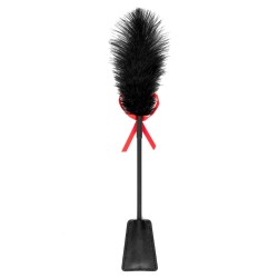 Schwarze Federgerte und Schaufel mit roter Schleife von 36cm