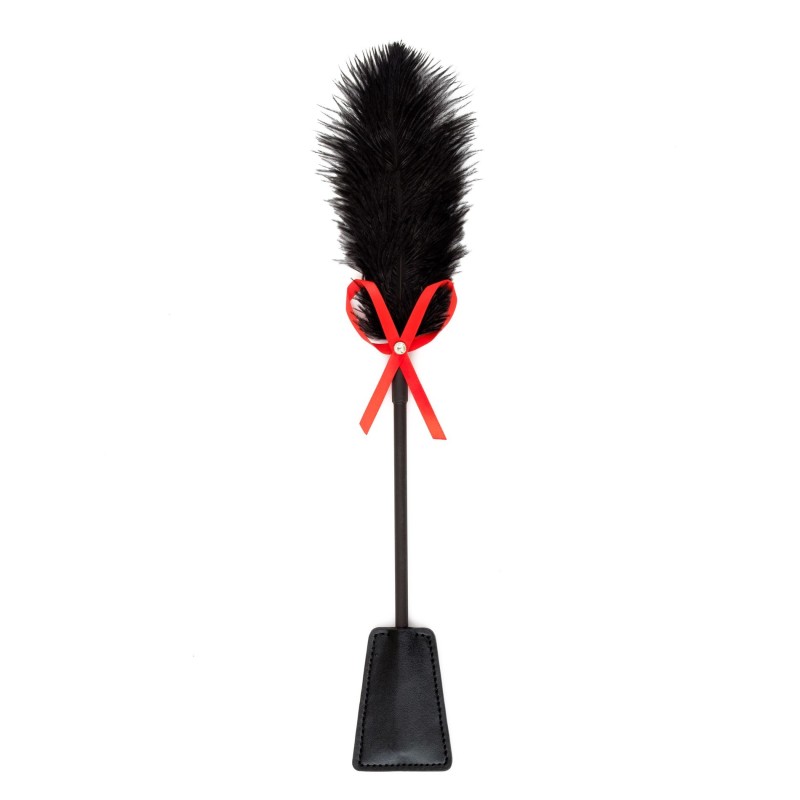 Riding Crop Black Feather and Shovel with red bow of 36cm