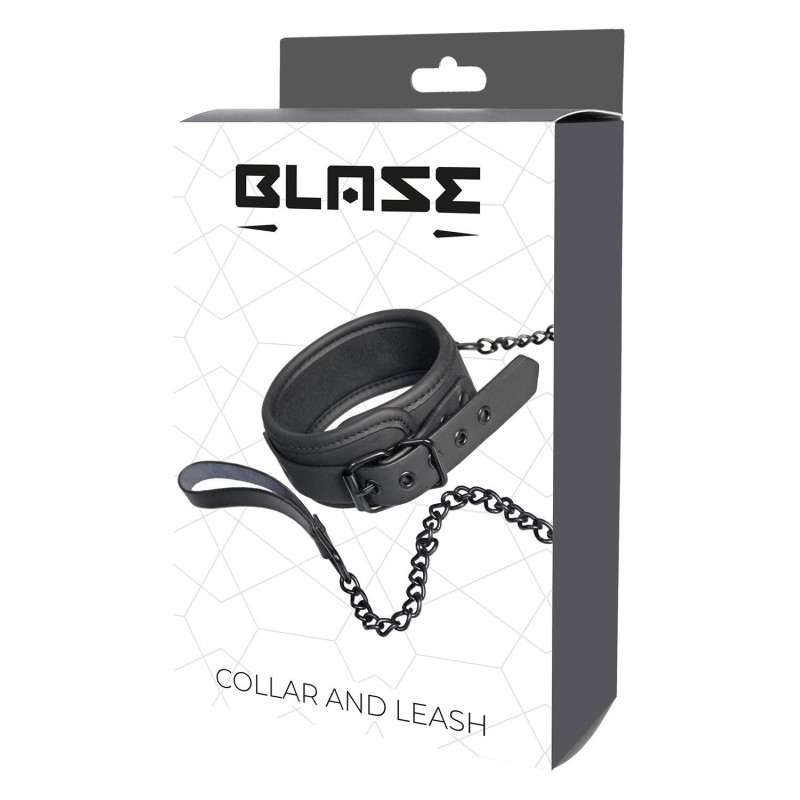 Gola e correia pretas com corrente de metal preto de 10cm- BLAZE