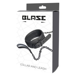 Colletto e Cinturino Nero con catena in metallo nero di 10cm- BLAZE