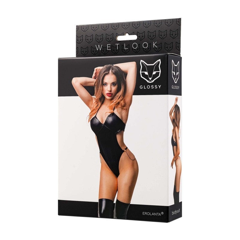Reina Wetlook Body mit Kette Größe S