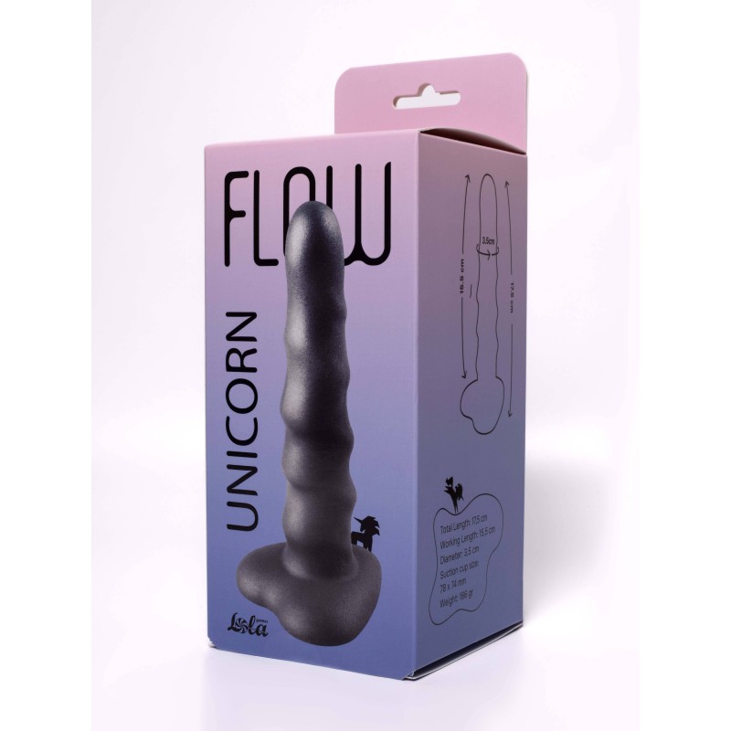 Dildo Flow Unicorn Silicone Liquide Noir 17,5 x 3,5 cm
