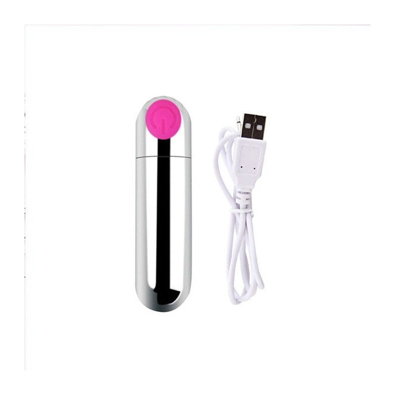 Happy Dream Silver Pink Rechargeable Vibrating Bullet 10 modes 7.5x2cm