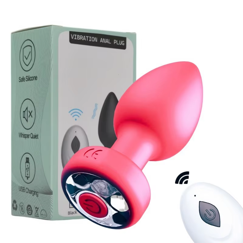 Vibrador Plug Comando Recarregável de Silício Cor-de-Rosa 10 modos
