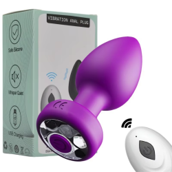 Plug Vibrator Silicone Purple Rechargeable Remote Control 10 modes