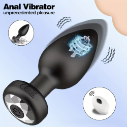 Plug Vibrador Silicona Negra Control Remoto Recargable 10 modos