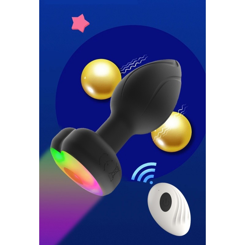 Vibrador de Plugue com Comando Recarregável de Silício Preto 10 modos