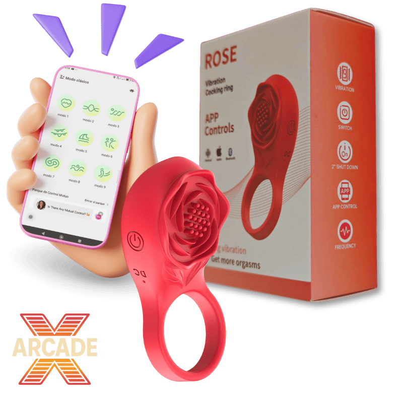 Anel Vibrante Recarregável de Rosa com APP