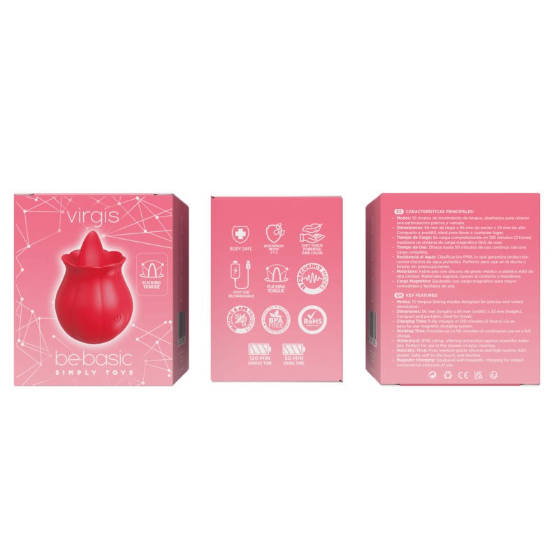 Virgis - Lengua con movimiento Recargable doble 10 modos - Be Basic