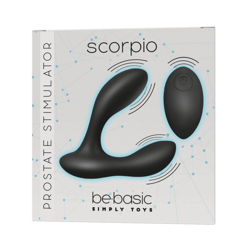 Scorpio Black - Vibrador Anal de Próstata Recarregável, 10 modos, comando remoto - Be Basic