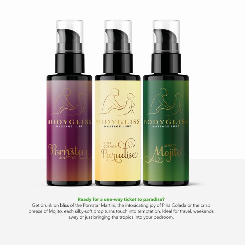 bodygliss Tropical Temptation – Reisekit – 3 x 50 ml – Gleitmittel und Massageöl in 1 – 150 ml