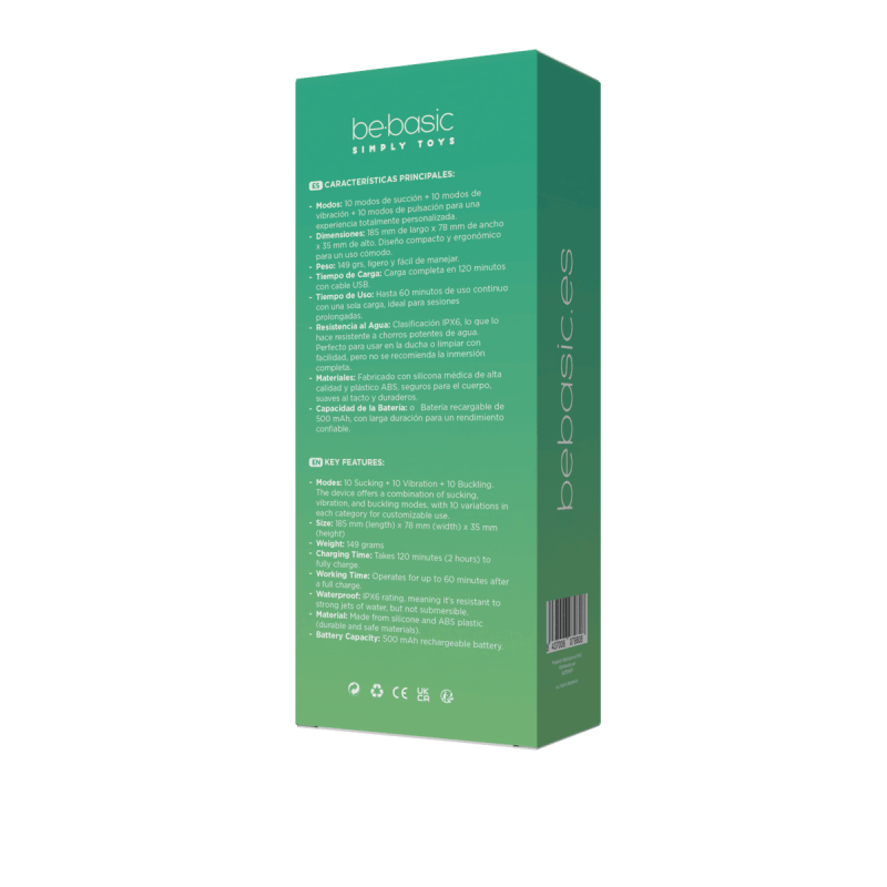 Fische – Bewegung, Saugung und doppelt wiederaufladbarer Vibrator 10 Modi – Be Basic