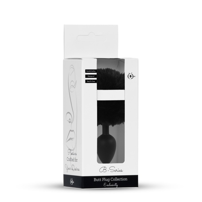 Cola Conejo Negro con Plug Anal Silicona S 6,5 x 2,7cm