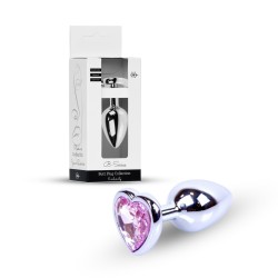 Bijou Anal Coeur Argenté - Rose Aluminium - Taille S