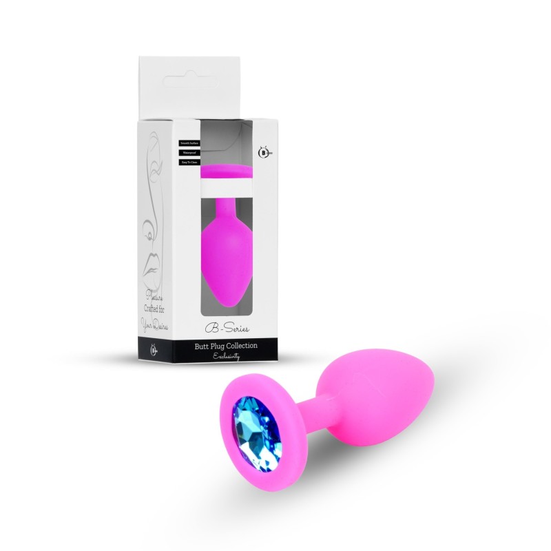 Anal Jewel Silicone Pink - with Blue crystal - Size S