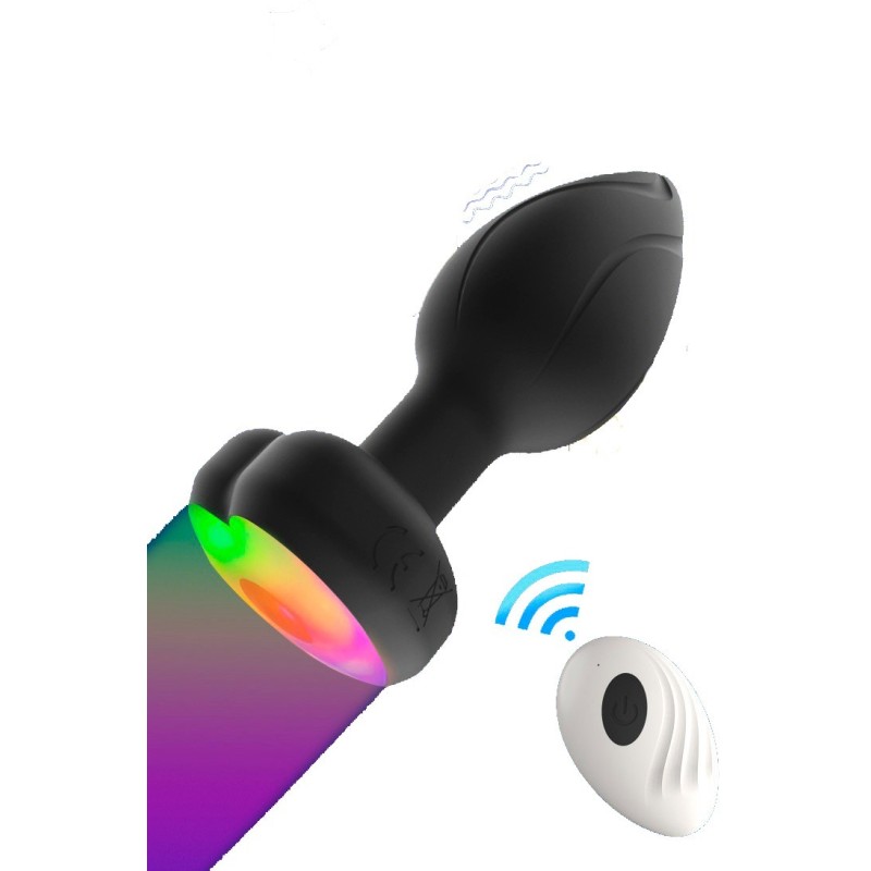 Plug Vibrator with Black Silicone Light Rechargeable Remote Control 10 modes