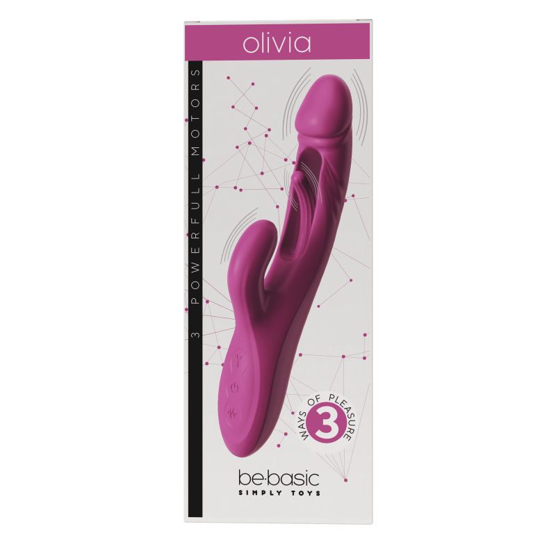 Olivia - Vibromasseur triple rechargeable - battement de 10 modes - Be Basic