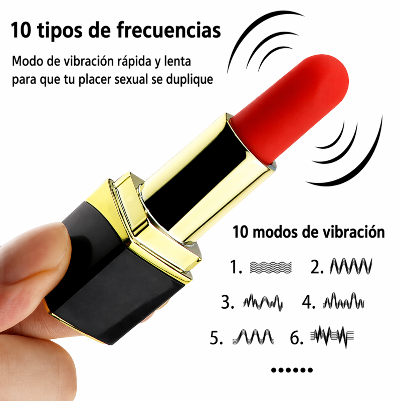 Rechargeable Vibrating Lipstick 10 modes Black ArcadeX