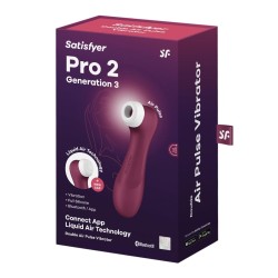 Satisfyer Pro2 Generation 3 APP - Tecnología de aire líquido, vibración y Bluetooth/APP Rojo Vino